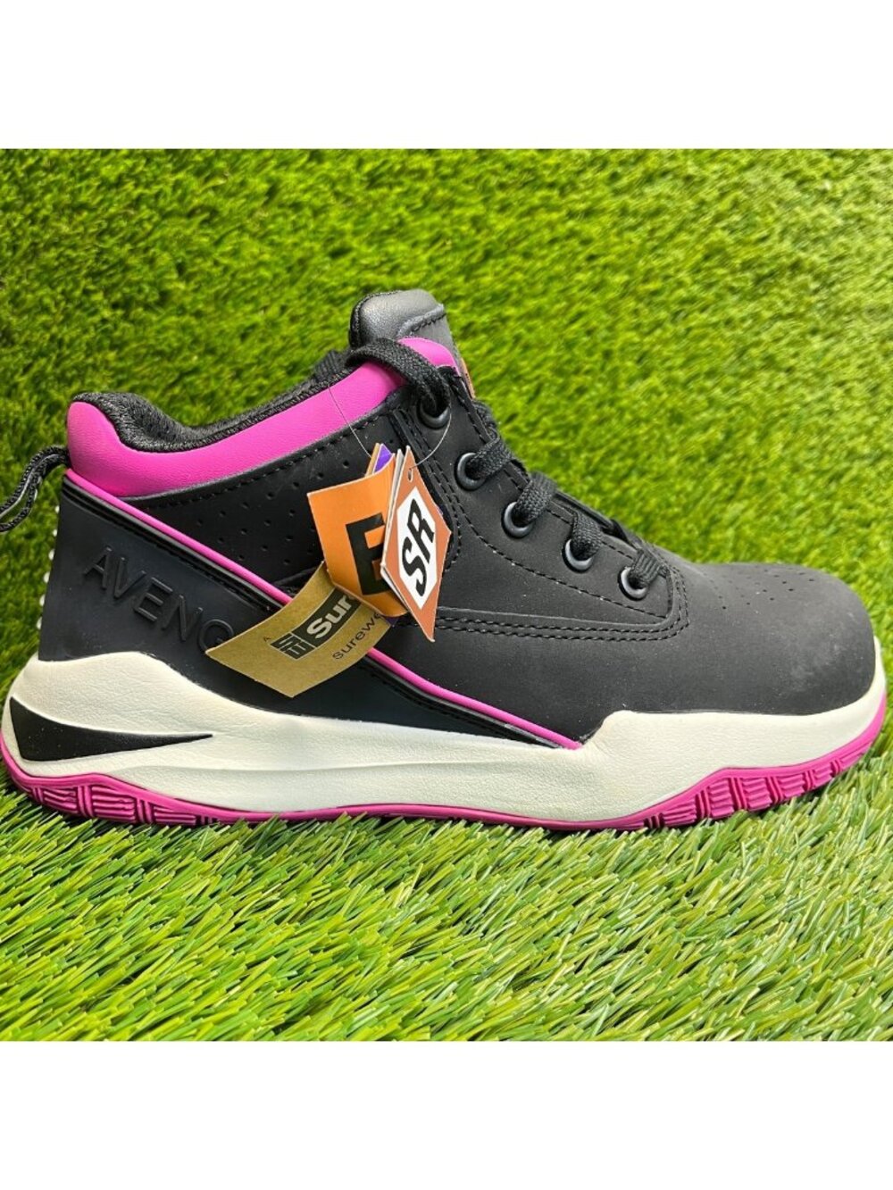 Avenger Reaction EH Womens Size 8.5 Black Pink Aluminum Toe Safety Work Boots